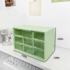 1 Pack Green 9-Compartment Plastic Desk Organizer Box - Desktop Drawer Storage for Hardware, Beads, Makeup, Office & Craft Supplies
