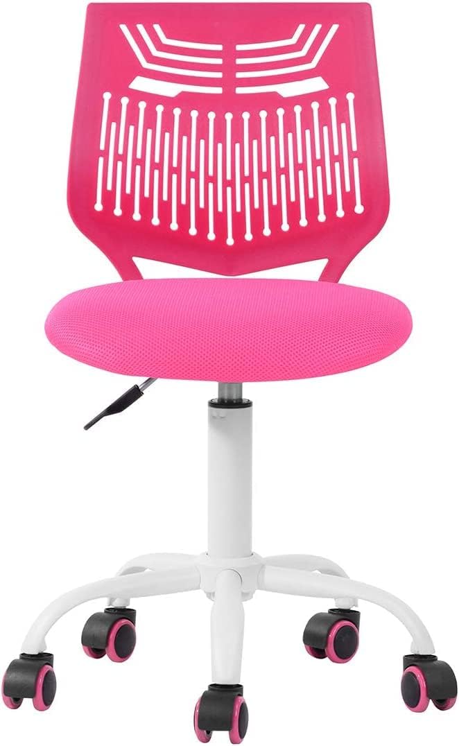COZYCASA Task Chair for Teens Boys Girls 360 Slip Wheels Breathable Fabric Soft Pad Swivel Seat Ergonomics Backrest, Height Adjustable Liftup 29.5"-34.3" (Pink)