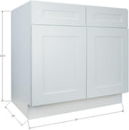 Hollywood Fabiani Design Base Kitchen Cabinet - 33 in. W x 24 in. D x 34.5 in. H, Shaker White, Solid Wood Frame, 1/2-Inch Cabinet-Grade Plywood Box, Soft-Close Door, Ready to Assemble