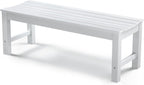 Stoog Outdoor Bench, 2-Person Patio Backless Bench, All-Weather HIPS Garden Bench with 800 lbs Weight Capacity, Never Rot or Fade, for Backyard, Porch and Park, White