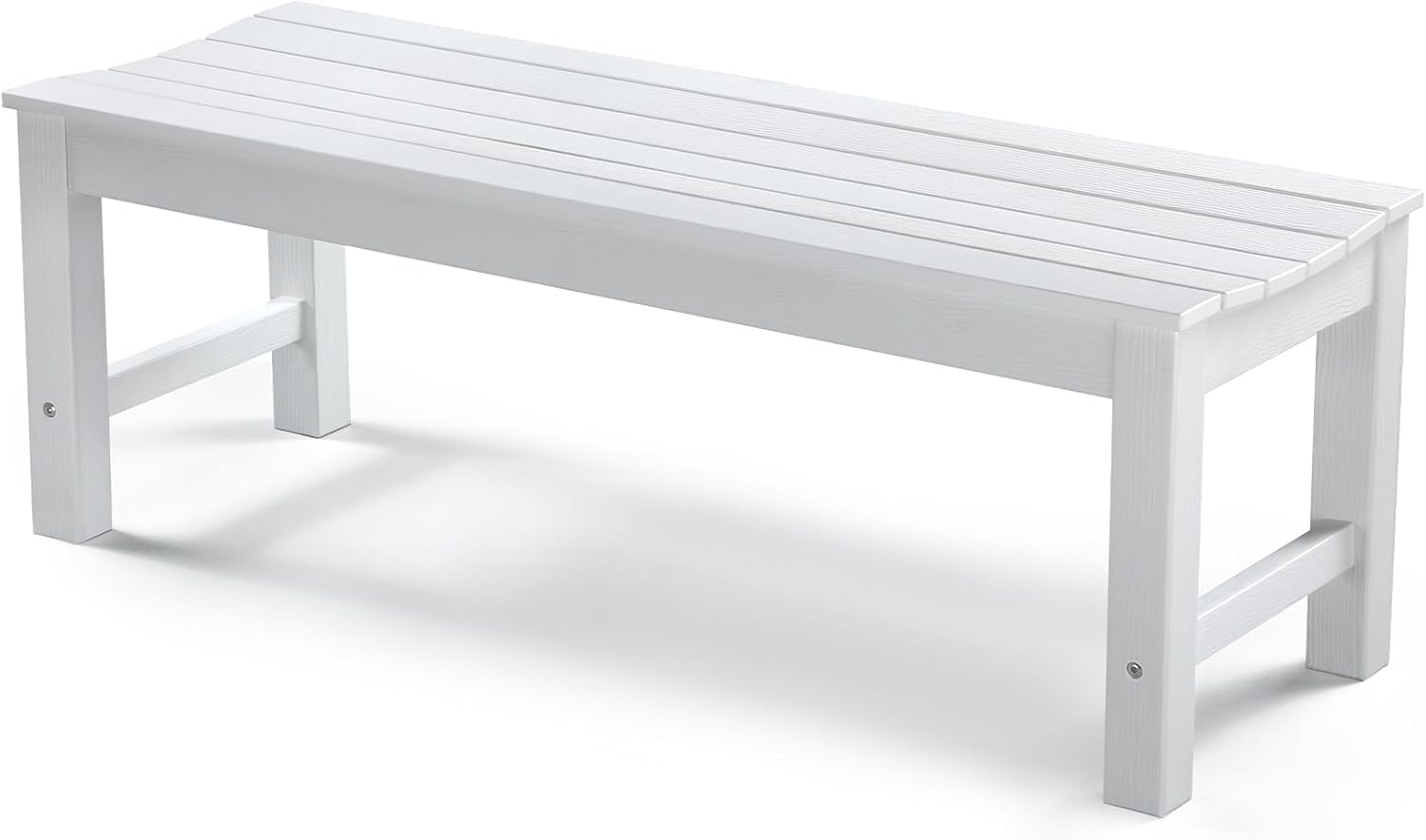 Stoog Outdoor Bench, 2-Person Patio Backless Bench, All-Weather HIPS Garden Bench with 800 lbs Weight Capacity, Never Rot or Fade, for Backyard, Porch and Park, White