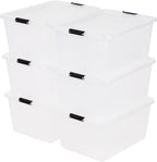IRIS USA 6-Pack High-Capacity Clip Box with Latching Lids, 32 Quart Craft Storage Bins, Art & Writing Supply Containers for Home, Office & Classroom Organization