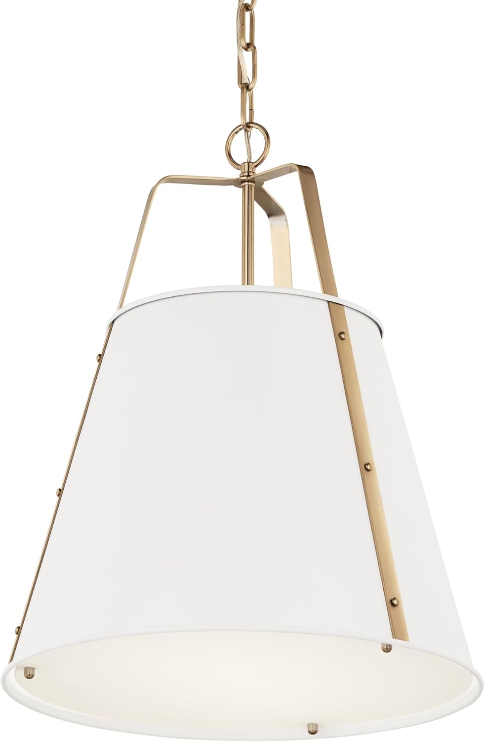 Kichler Etcher 2-Light Pendant Light Fixture with Etched Painted White Glass Diffuser, Kitchen Island Hanging Light in White and Champagne Bronze (22.5" x 18"), 52711WH