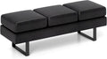 Giantex Waiting Room Bench, Faux Leather Office Guest Chair with 3 Seats, 660 Lbs Capacity, Metal Frame, Reception Chair, Upholstered Bench for Lobby, Conference Room, Entryway, Dining Room (Black)