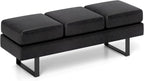 Giantex Waiting Room Bench, Faux Leather Office Guest Chair with 3 Seats, 660 Lbs Capacity, Metal Frame, Reception Chair, Upholstered Bench for Lobby, Conference Room, Entryway, Dining Room (Black)