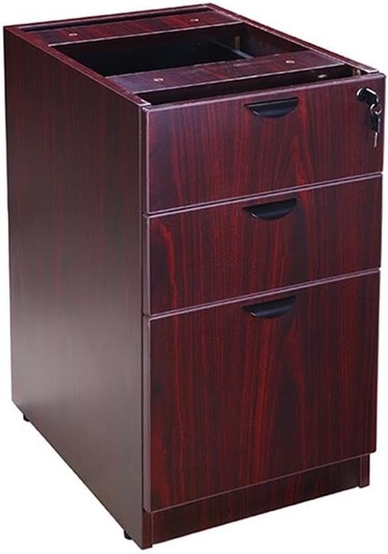 Boss Office Products Holland 71" Executive Desk and Credenza with Dual File Storage Pedestal and Hutch, Mahogany