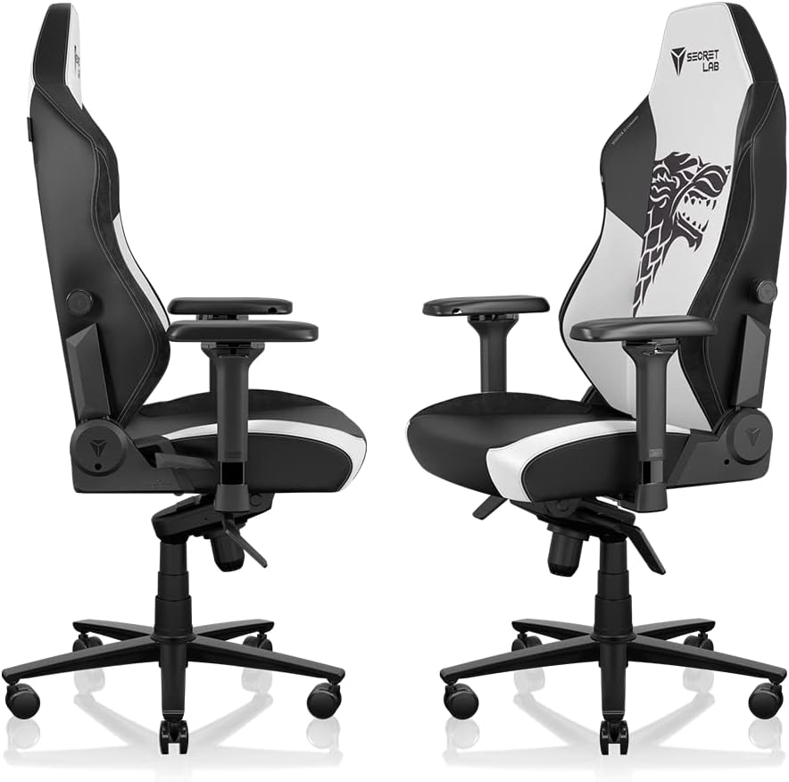 Secretlab Titan Evo House Stark Gaming Chair - Reclining - Ergonomic & Comfortable Computer Chair with 4D Armrests - Magnetic Head Pillow & Lumbar Support - Small - Black/White - Leatherette
