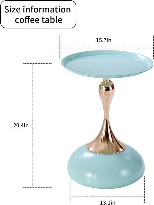 1-Pack Light Green Sleek Hourglass Side Table - Glossy Finish & Metallic Base | Contemporary Accent End Table for Living Room, Cafe & Home Decor Spaces