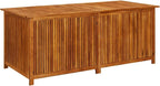 Solid Acacia Wood Garden Storage Box 68.9"x31.5"x29.5" with Waterproof Bag, Patio Storage Bench with Gas Lift Lid for Cushions and Tools