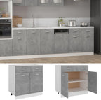 Concrete Grey Engineered Wood Cabinet with Drawers, Spacious Storage for Kitchen, Pantry, Dining Room, Modern Home Furniture