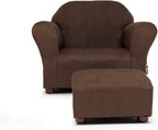 Roundy Kids Chair with Ottoman, Microsuede Upholstered, Ergonomic & Comfortable Design, Sturdy Wooden Frame, Ideal for Boys & Girls Ages 2-5, Easy to Clean, Perfect for Bedrooms, Playrooms & Daycares