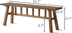 Wnutrees 51.2" Solid Wood Bench, Farmhouse Rustic Entryway Bench Seat for Dining Room, Hallway, End of Bed, Handcrafted Finish, Natural