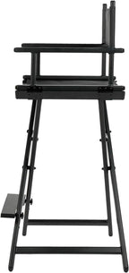 30'' Aluminum Tall Directors Chair, Portable Makeup Chair for Makeup Artist, Makeup Chair Teachers Chair Only 10.15LB, Black