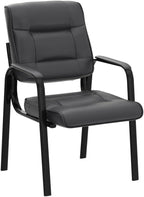 SUPER DEAL Office Guest Chair Bonded Leather Executive Side Chair Reception Chair with Solid Metal Frame Home Office Furniture, Set of 4, Black
