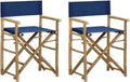 SKM Folding Director's Chairs 2 pcs Blue Bamboo and Fabric
