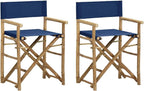 SKM Folding Director's Chairs 2 pcs Blue Bamboo and Fabric