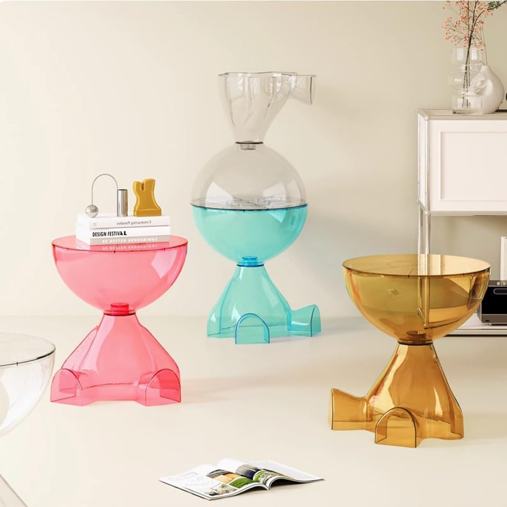 Circle Side Table, Round Modern End Table, Waterproof & Durable, Small Coffee Table for Living Room, Bedroom, Bedside, Versatile Accent Table - Transparent