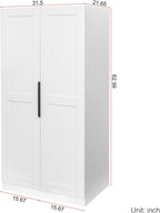 Standalone Pantry Cabinet Buffet Sideboard Cupboard with Double Doors, Multi-Level Shelving, Tall Organizer Storage for Kitchen Dining Living Hallway Bathroom, Modern Retro Furniture (White)