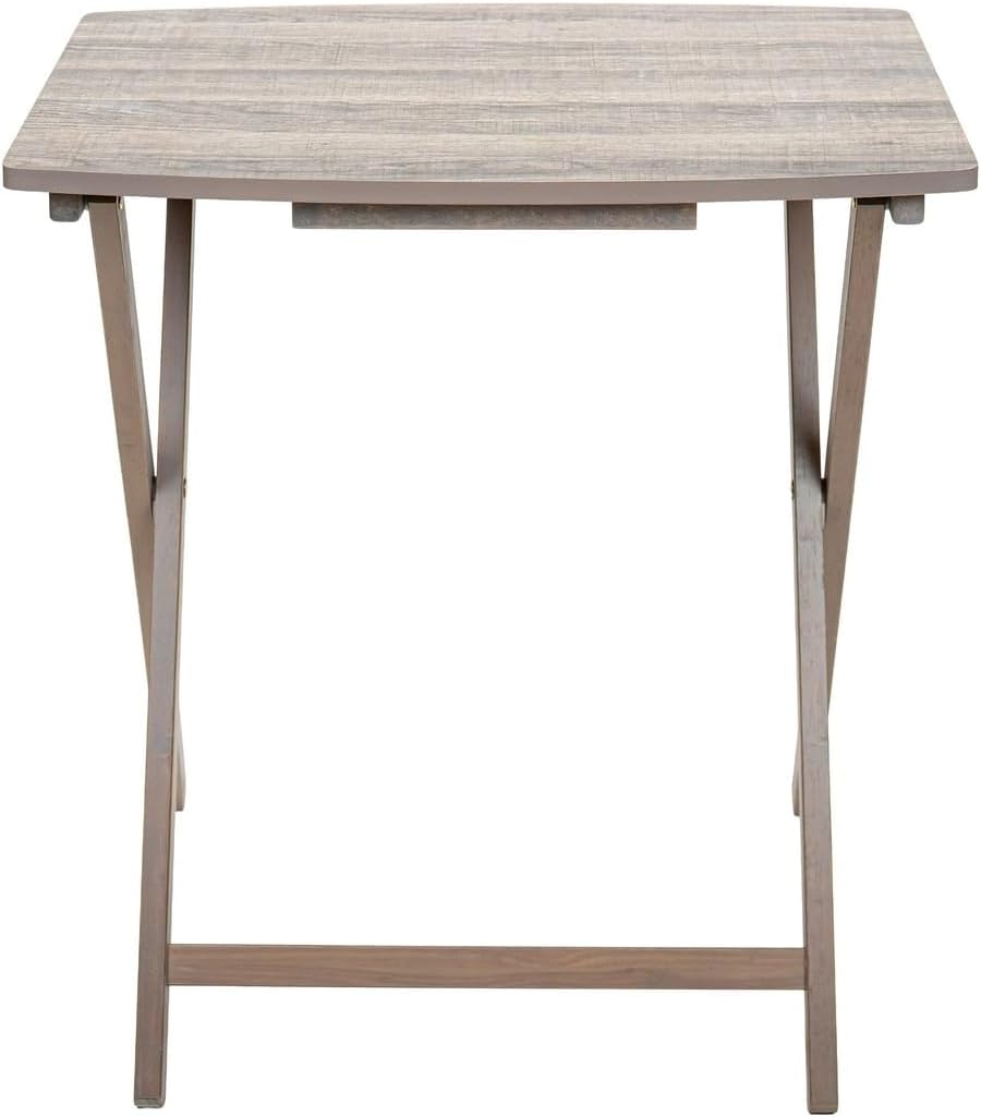 Folding Tray Table Rustic Gray Wooden Oversized TV Tray Table Portable Foldable Side Table Laptop Desk for Living Room Bedroom Small Spaces No Assembly Required