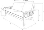 FutonX Rustic Walnut Frame and Mattress Set with Choice to add Drawers, 8 Inch Innerspring Futon Sofa Bed Full Size Wood (Blue Matt and Frame (No Drawers))