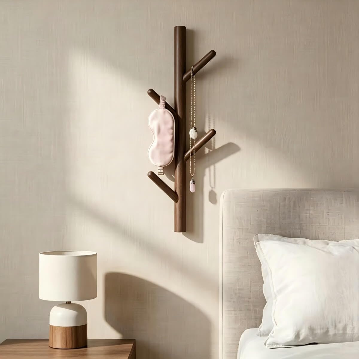 Wooden Wall Mount Coat Rack | Wall Coat Rack, 4 Hooks Tree Branch Coat Rack Wall Mount, Hat Rack for Wall Heavy Duty, Bathroom Towel Rack 2 Pack