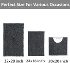 Bathroom Rugs Set Non Slip 3 Piece Bath Mat Washable Chenille Bath Rugs with PVC Backing Bath Carpet,Absorbent Bathroom Mats with Toilet Rug,Bath Mats for Bathroom,Bedroom, Kitchen,Tub,Home Decor