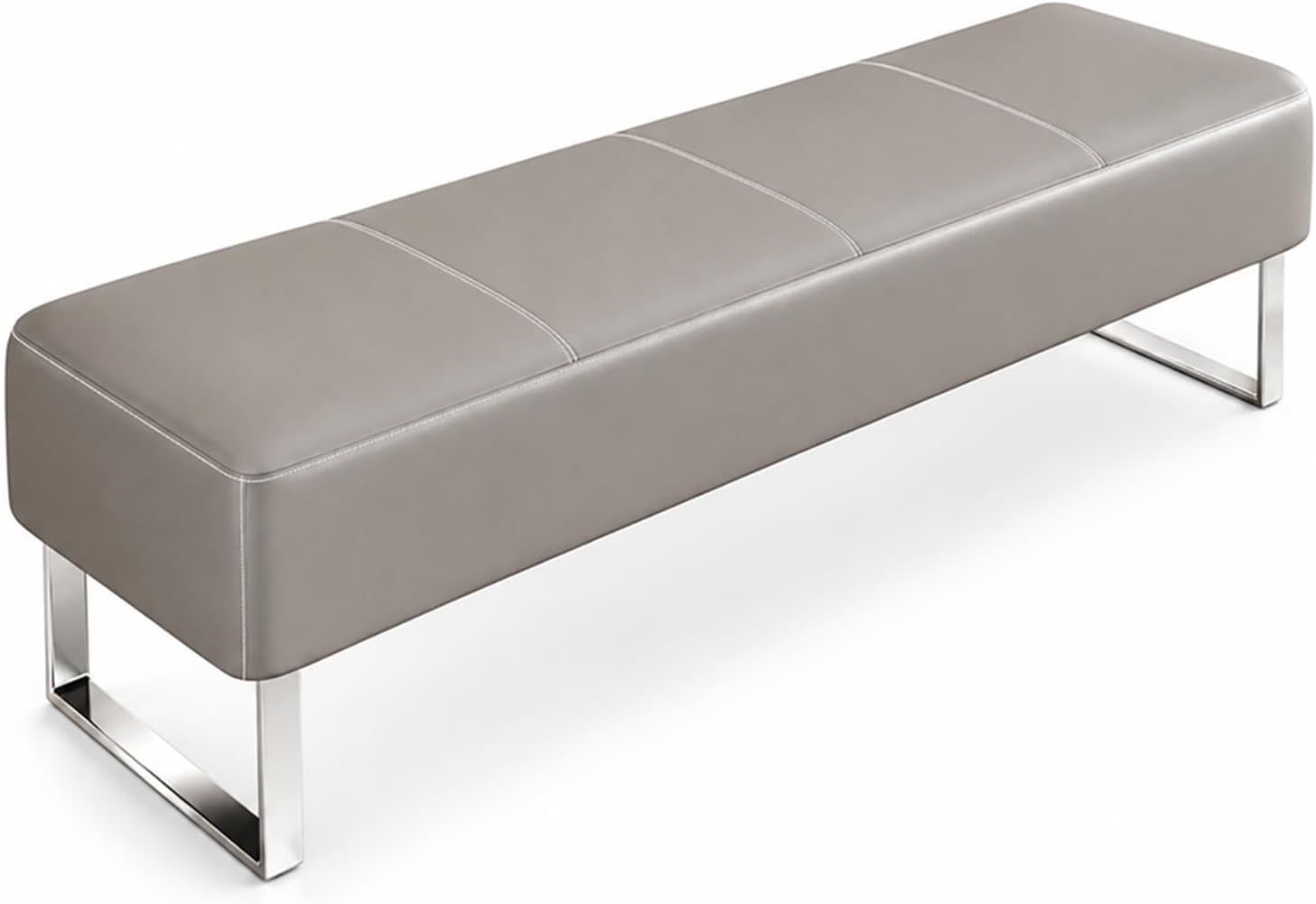 Faux Leather Reception Bench, Waiting Room Bench Upholstered Padded Seat for Salon, Reception, Conference Room, Office Lobby, Shop Gray 15.7" Dx47 Wx15.7 H