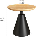 Round Pedestal Side Table, Modern Solid Wood End Table with Metal Base, Small Accent Table for Living Room, Bedroom and Office