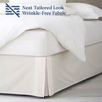 SKY BEDDINGS Luxury Pleated King Bed Skirt with Split Corners - 16 Inch Tailored Drop - Pleated Dust Ruffle - Wrinkle-Free 100% Microfiber - Easy Fit, Soft & Durable - Ivory