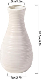 Unbreakable Vase for Flowers, Ceramic Look Plastic Vase for Home Decor, Living Room, Table (Seashell White)