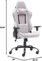 NEWSKILL Kitsune V2 Breathable Fabric Gaming Chair, Lumbar and Cervical Cushions Included, 180 Recliner, Supports up to 300 lbs, Pink