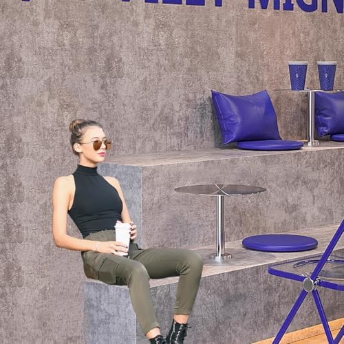 Space-Saving Wall-Mounted Round Table - Modern Stainless Steel Small Tray End Table for Coffee Shops & Booths - Ideal for Limited Spaces and Maximizing Efficiency