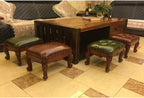 BABYCE Ottoman Stool European Creative Solid Wood Shoes Bench Living Room Coffee Table Side Stool Short Stool Simple Small Bench Sofa Leather Stool (Color : C)