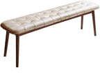 51.2'' Leather Upholstered Dining Bench – Solid Oak Wood Frame, Checkered Stitched Padded Cowhide End of Bed Bench for Bedroom, Dining, Entryway – 17.5” Height, 400lb Capacity, Taupe