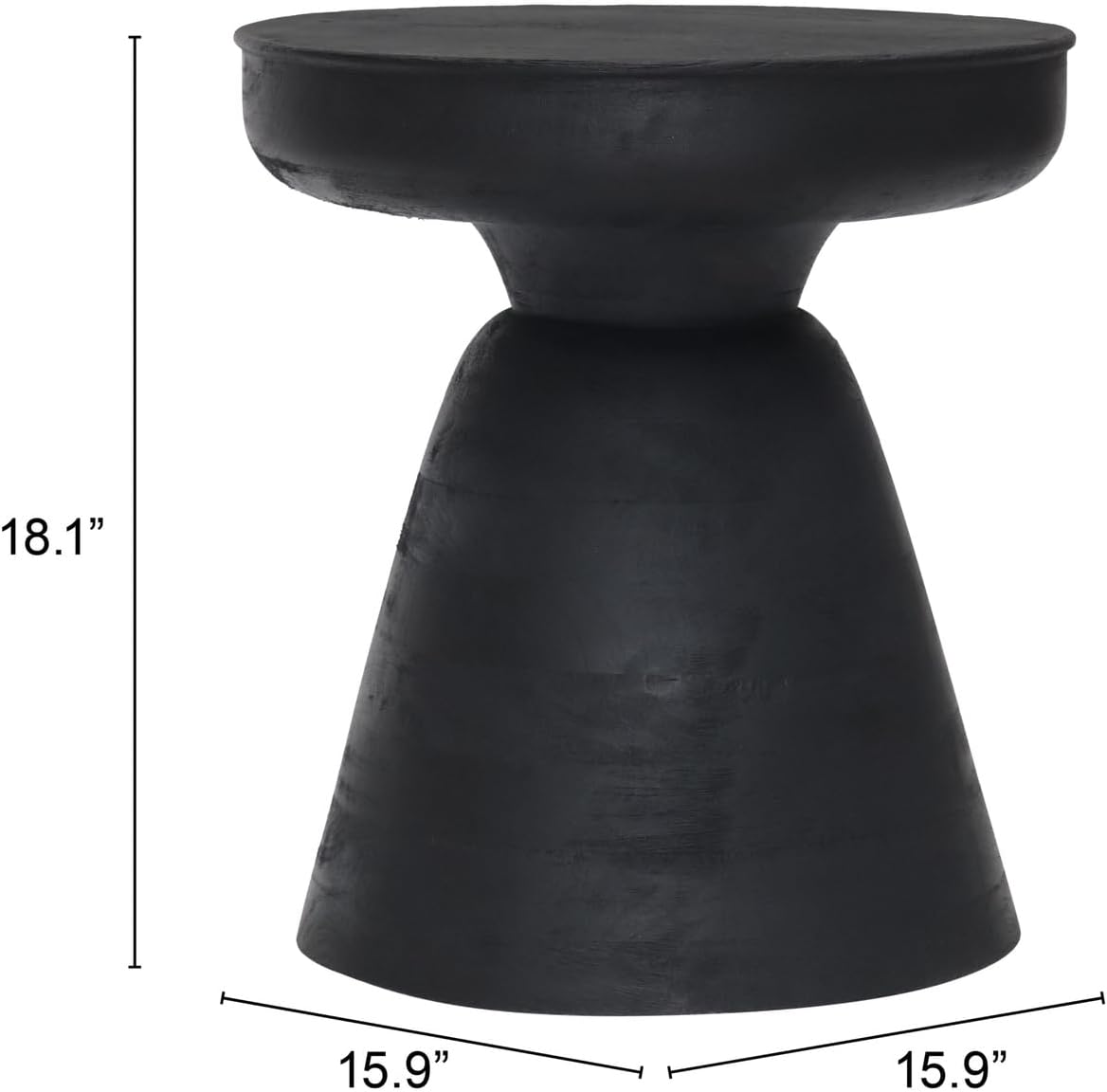 HomeStock Mango Wood Side Table - Modern Accent Stool - Black Finish Furniture