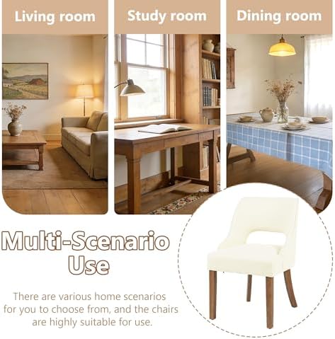 ClinQ Wooden Dining Chairs Set of 2, Modern Fabric Upholstered Kitchen Chairs Dining Chair, Mid Century Modern Chair for Kitchen Dining Room, Farmhouse Kitchen Chairs, Beige-Walnut Legs