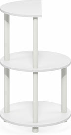 Furinno Turn-N-Tube Side Table, 3-Tier Round End Table, Half Round Top Panel Night Stand, Nightstand, Bedside Table with Open Shelf, for Living Room, Bedroom, Plain White