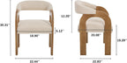 Farmhouse Dining Chairs Set of 4 - Upholstered Armchairs with Linen Cushions & Curved Wooden Arms, Barrel Wood Kitchen Chairs for Dining Room/Cafe/Kitchen Island (Oatmeal Beige)
