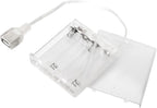 6V 4AA Battery Pack with USB Output - Portable Power Case for LED Neon Signs, Strip Lights & Fairy String - (2 Pack Transparent)