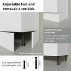 Madesa Hazel 3 Door Pantry Kitchen Storage Cabinet with 5 Compartments 89 Inch Tall Wooden Organization Unit - White