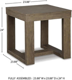 BOWERY HILL Contemporary Set of 2 Square End Tables in Grayish Brown