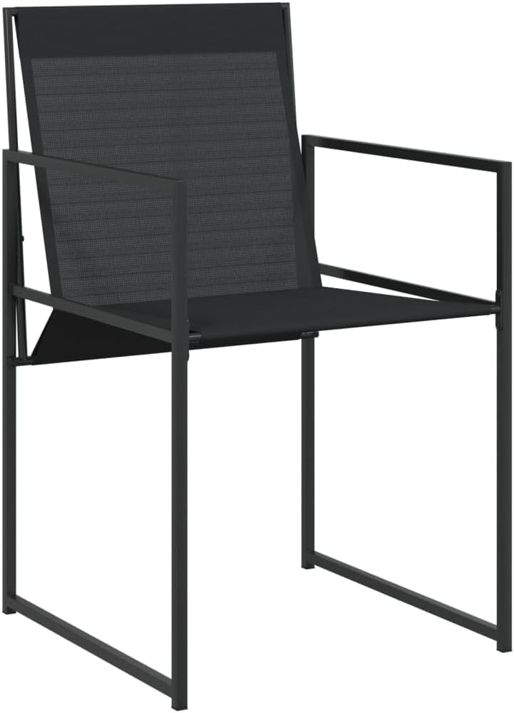 Patio Chairs 4 Pack Black Steel Textilene Sling Chairs with Foldable Backrest for Compact Storage