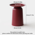 Modern Side Table, Metal Small Round End Table, Retro Coffee Table, Minimalist Sofa Table, Small Accent Table for Living Room, Sofa, Bedroom(Red)
