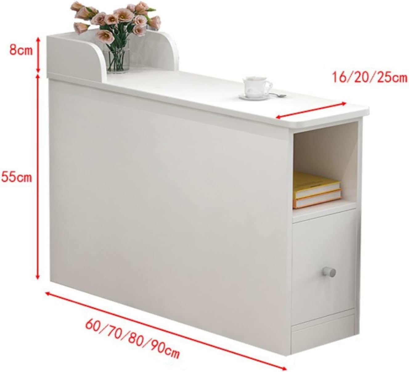 Side Tables Living Room Small Side Table Sofa Sideboard Cabinet Sandwich Narrow Gap Next to Light Luxury Corner Bedside Coffee(25x90x55cm)