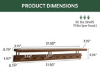 Wall Mounted Coat Rack, Solid Wood Wall Coat Rack with Shelf 9 Brass Hooks, Hanging Storage for Hats, Clothes, Towels, Bags, Entryway-Walnut