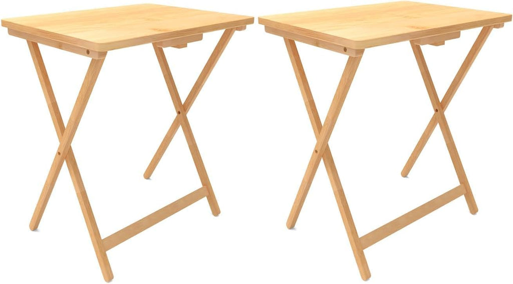 Fully Assembled Wooden TV Trays Set of 2, Folding TV Tray Tables, TV Dinner Tray for Eating