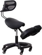 Saddle-Shaped Kneeling Chair,Ergonomic Posture Chair with Backrest and Wheels,45-60cm Adjustable Positions for Home and Office