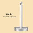 YUMORE Paper Towel Holder Countertop, Paper Towel Holder with Weighted Base Non Slip, Standing Paper Towel Roll Holder for Kitchen Bathroom, Stainles Steel (Chrome)
