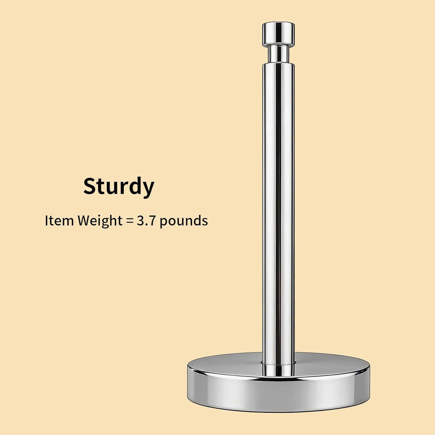 YUMORE Paper Towel Holder Countertop, Paper Towel Holder with Weighted Base Non Slip, Standing Paper Towel Roll Holder for Kitchen Bathroom, Stainles Steel (Chrome)