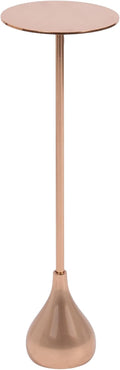 Kate and Laurel Hersi Decorative Modern Pedestal Drink Table, 7 x 7 x 20, Rose Gold, Cast Aluminum Mini Table with Teardrop Base for Use as Small Plant Stand or Living Room Martini Table